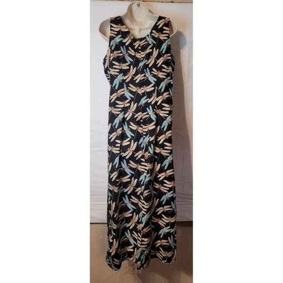 Tom Tom Womans Sz Small 100% Cotton Dress Dragonfly Side Buttons Vacation Beach - Picture 2 of 7